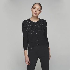 TALL Karl Lagerfeld Pearl Front Cardigan